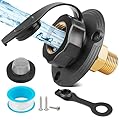 Oyviny RV City Water Inlet with Check Valve, Lead-free Brass RV Flesh Water Inlet 3/4 NH Female to 1/2 NPT Male Connection, Water Fill Inlet Flange Replacement for Camper Trailer Motorhome Marine