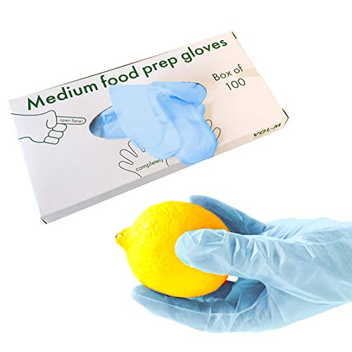 Preisvergleich Produktbild Plantvibes ® 100 Bio Einweghandschuhe, umweltfreundlich & zu 100% kompostierbar,Einmalhandschuhe aus pflanzlichem Material - perfekt für Lebensmittel (Blau, 100 Stück)