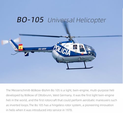 RCARTOYRTR BO105 Remote Control Helicopter, 470 Size 2.4G 6CH Aircraft Indoor Flying Toy with GPS for Adults - Image 2