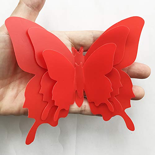 Stickers de mariposa 3D rojo 24 piezas decorativas miniatura 5