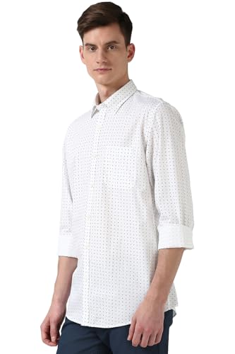 Image of Peter England Men's Everyday Ditsy Print Slim Fit Full Sleeve Casual Shirt | 100% Cotton