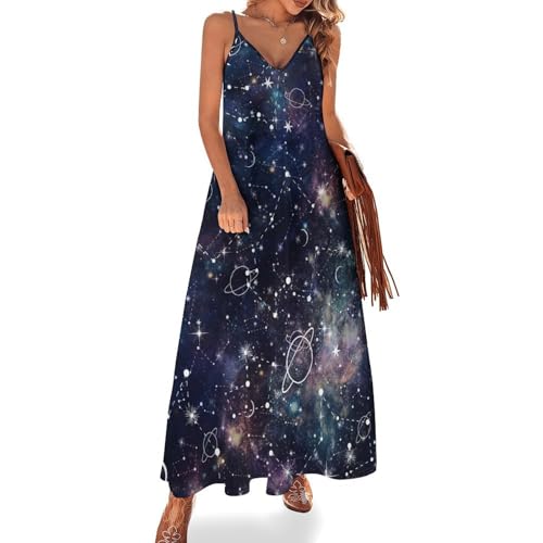 Robe longue femme été Planète Étoile maxi sans manches pour plage