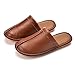 Men’s Genuine Cowhide Leather Slippers, Breathable Leather Soft Smooth Sole Bedroom Flat Shoes House Slippers Indoor Outdoor (LightBrown, 11-12, Adult, Men, 11, Numeric, US Footwear Size System, Medium)