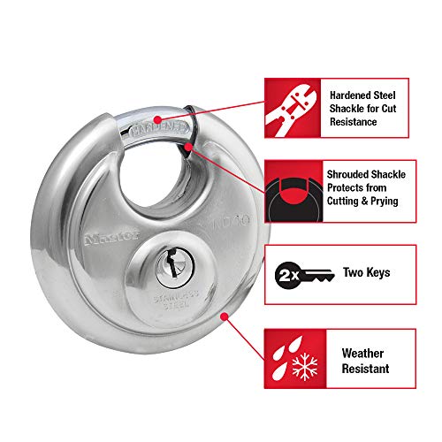 Master Lock Padlock, Stainless Steel Discus Lock, 2-3/4 in. Wide, 40DPF, Silver by Master Lock - Image 2