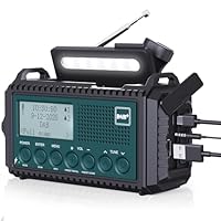 Kurbelradio DAB/DAB+/UKW, Baustellenradio Radio Batteriebetrieben, Tragbare Solar Notfallradio mit 5000mAh Wiederaufladbare Akku, LED Taschenlampe & Leselicht, IPX4, SOS-Alarm für Outdoor, Camping