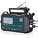 Kurbelradio DAB/DAB+/UKW, Baustellenradio Radio Batteriebetrieben, Tragbare Solar Notfallradio mit 5000mAh Wiederaufladbare Akku, LED Taschenlampe & Leselicht, IPX4, SOS-Alarm für Outdoor, Camping