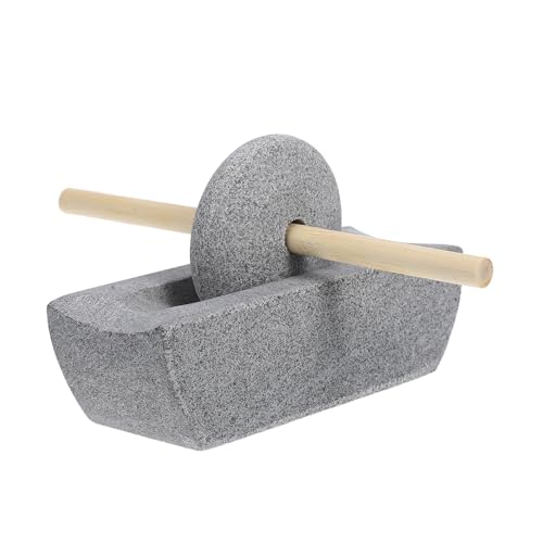 Gadpiparty Traditionelle Steinmühle Handkurbel Küchenmühle mit Holzgriff zum Mahlen von Tee und Gewürzen Kompakte Manuelle Teemühle für Authentische Teezubereitung