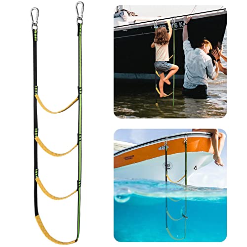 Echelle De Coupée Bateau 4 Étapes ,Marine Rope Ladder, Échelle De Corde d'escalade pour Bateau Gonflable, Kayak, Bateau À Moteur, Canoë, Échelle Bateau Pneumatique，Nylon + Acier Inoxydable