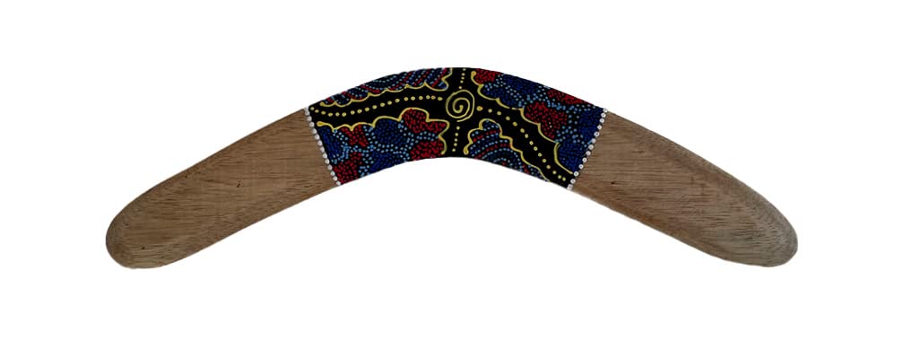 OMA Wood Boomerang Aboriginal Australian Style Hand Painted Boomerang - Large Size Brand