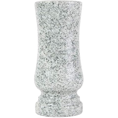 KOKA Grab-Vase Granit Viscont White Friedhof-Vase Grab-Schmuck Blumen-Vase Naturstein Cover