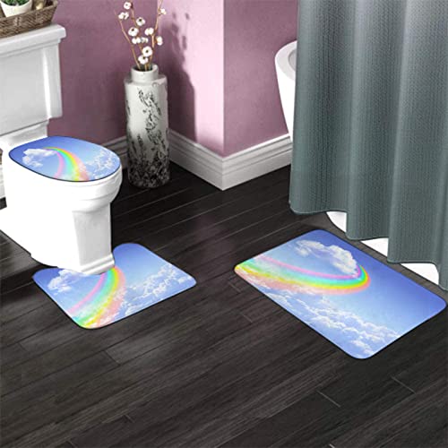 Badezimmerteppich-Set, 3-teilig, Rainbow Sky, waschbare Badeteppiche, rutschfest, mit Rückenpolster, Konturteppich und Toilettendeckelbezug – Bild 4