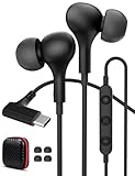 USB C Headphones for Google Pixel 9a 10 Pro XL Right Angle in-Ear Magnetic HiFi Wired Earbuds Type C Earphone with Mic for iPhone 17 16e 15 Air Samsung A16 A17 A56 S25 Honor 400 Lite Oneplus 15 Black - Image 1