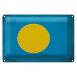 Vintage Blechschild | Flagge von Palau | Dekoration | 20 cm x 30 cm