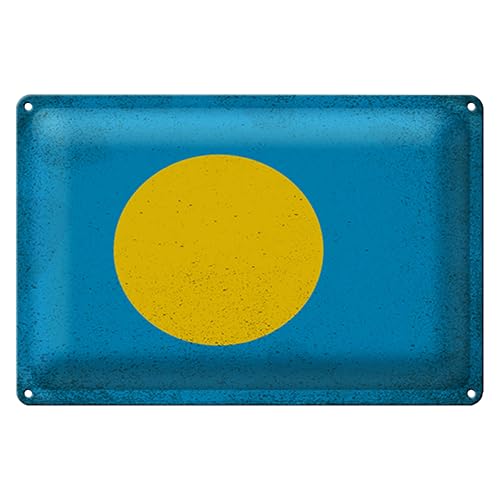Vintage Blechschild | Flagge von Palau | Dekoration | 20 cm x 30 cm