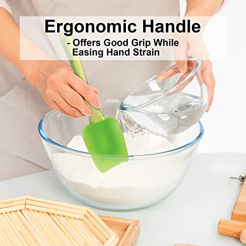 Silicone Spatula Set - 3 Piece Spatulas Silicone Heat Resistant Non-Stick Rubber Spatula Set Kitchen Utensils For Cooking, Mixing Flexible Spatulas For Frying - Green Spatula Set #TOP6