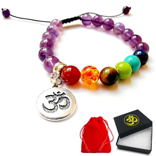 Lista de Omnia Amethyste que Puedes Comprar On-line. 36 Pulsera Cuarzo Amatista 7 Chakras Natural, Dije Om, Meditación, Reiki, Pulsera Ajustable, Cuentas 8 milímetros, Yoga, Charms Om, Pulsera para Hombre y Mujer. Lapislázuli, Ojo de...