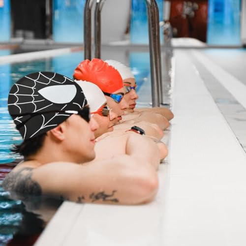 Gorro de piscina, unisex e impermeable, de silicona, Black Mask para pelo largo, niños y deportes acuáticos, gorro elástico - imagen 6