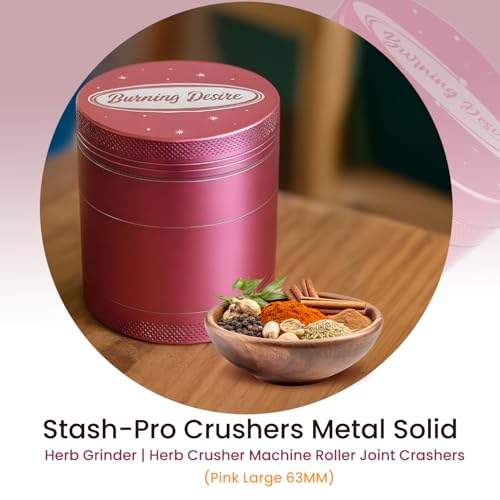 Image of Stash-Pro Crushers Metal Solid Herb Grinder | Herb Crusher Machine Roller Joint Crashers (Pink Large 63MM)