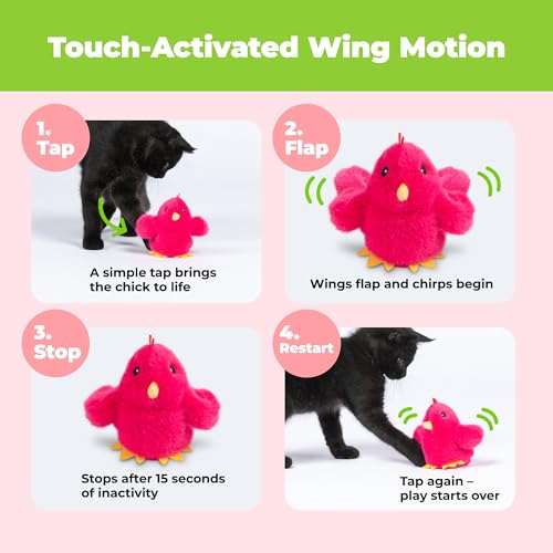 Image of Catify Best Pet Supplies Flapping Duckling, Chick & Bird Cat Toy - Motion-Activated Wings Realistic Chirps, Catnip-Infused Plush, USB Rechargeable Indoor Cats & Kittens, Self-Play Enrichment - Fuchsia
