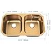 LQS 32” x 18” Gold Kitchen Sink, Undermount Kitchen Sinks, 50/50 Double Bowl Stainless Steel Sinks with Accessories