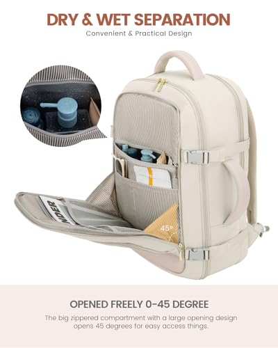 Image of LOVEVOOK 50L Large Travel Backpack for Women Flight Approved, Carry on Backpack for Airplanes, Personal Item Travel Bag, Waterproof 18 Inch Laptop Backpack, Business Weekender Overnight Daypack, 4Pcs