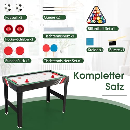 GOPLUS 4 in 1 Spieltisch, 125 cm Multispieltisch mit Hockey, Tischtennis, Fußball, Billard, Indoor Spieltischset für Zuhause, Party, für Kinder und Erwachsene – Bild 5