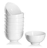 DOWAN 22 Ounces Soup Bowls, Porcelain Cereal Bowls, Bowl Sets, Chip Resistant, Dishwasher & Microwave Safe, Nut Bowls, White Bowls, for Oatmeal Pasta Rice Salad, 6 Inches