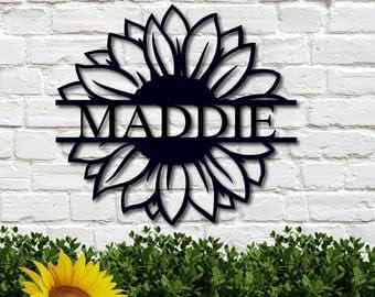 Sunflower Gifts for Her, Sunflower Decor, Metal Sunflower, Sunflower Personalized Sign, Sunflower Monogram, Sunflower Name Sign, Sunflower