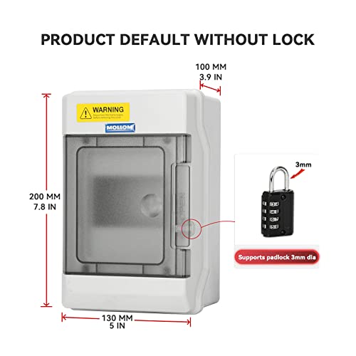 Mollom Power Distribution Box With Bus Bars And Din Rail For Miniature Circuit Breaker Mcb, Waterproof Ip66.Padlock Available For Indoor And Outdoor Use (4 Way Without Padlock) #TOP1