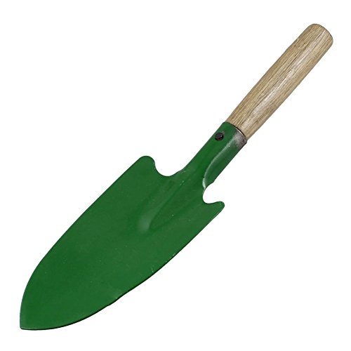 TOOGOO(R) Wood Grip Metal Shovel Trowel Garden Yard Hand Tool 10 inch Green