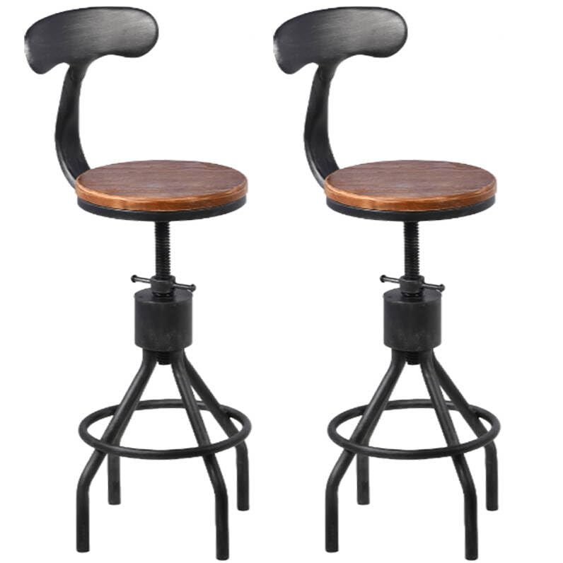 Set of 2 Vintage Bar Stool- Industrial Swivel Kitchen Dining Chair-Counter Height 23-33"-with Backrest
