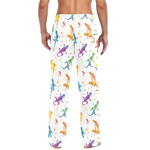 Colorful Lizard Men's Pajamas Pants Cotton Sleep Bottoms Pants Lounge Sleepwear - S3