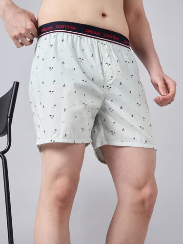 Image of Urban Scottish Ultra-Comfortable Men's Boxer Pants (Pack of 4), 100% Cotton with Stylish Print, Soft & Stretchy Elastic Waist Band, Dynamic Movement & Hardwearing Stitching,Breathable Gentle Snug Fit