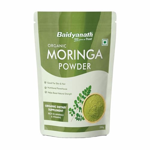 Image of Baidyanath Ayurved Certified Organic Moringa Powder 200 gm | Pure Moringa (Drum Stick) Powder | Green Superfood for Energy, Immunity & Daily Wellness | Plant-Based Herbal Nutrition Supplement