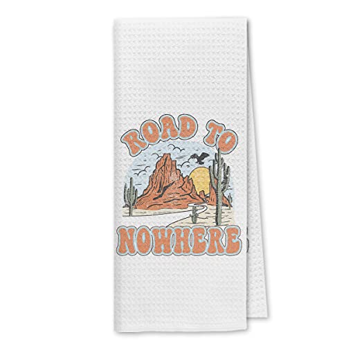 Dibor Retro Western Country Music Road To Nowhere Kitchen Towels Dish Towels Dishcloth,Retro Western Absorbent Drying Cloth Hand Towel Tea Towel For Bathroom Kitchen,Country Music Lover Gifts #TOP28