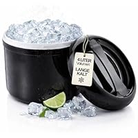 getgastro Eiswürfelbehälter 4 Liter mit Deckel – Doppelwandiger Eiskübel Schwarz inkl. gelochtem Einsatz – Isolierte 4 Liter Eisbox für Bar & Party – Robuster Ice Bucket & Eiskühler
