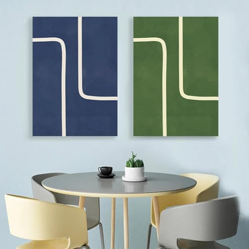 Affiche abstraite bleu marine lot de 2 toiles murales minimalistes 40x60 cm pour salon