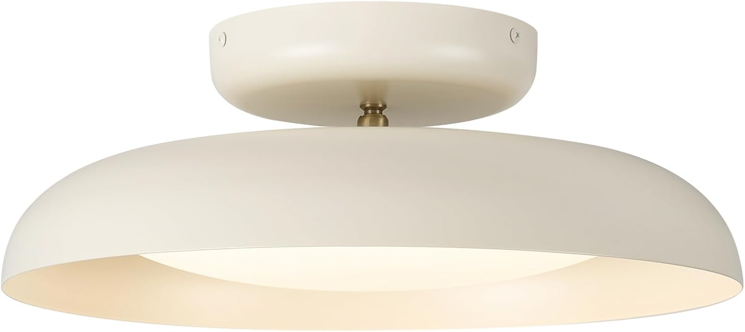 BISAMIYA Modern Dimmable LED Ceiling Light, 15.7 inch Semi Flush Mount Ceiling Light, Adjustable Angle Light Fixture, Brass Accent, for Bedroom, Kitchen, Laundry Room, 3000K/Warm White/22W