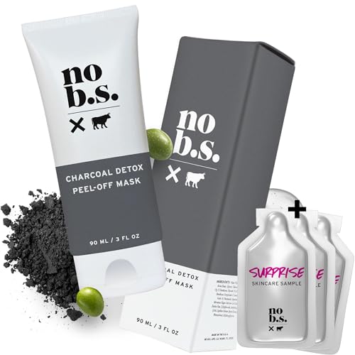 No BS Charcoal Peel Off Face Mask - Deep Cleaning Blackhead Remover Mask - Painless Activated Charcoal Clay Face Mask. Includes Free Skincare Samples