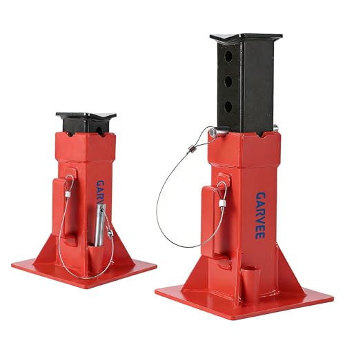 Garvee Heavy-Duty 22 Ton Jack Stands 2 Pack Pin Type Supports with Quick-Lock for Trucks RVs & Trailers 13-19.68 Inch Adjustable Height Professional Automotive Garage Equipment Red