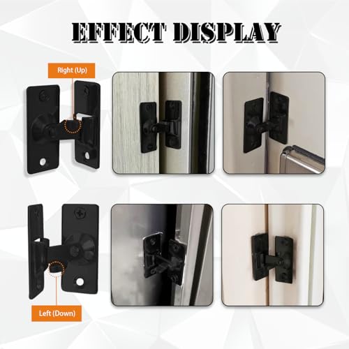 UBRAVE Pestillo De Puerta Corredera 90 Grados De Acero Inoxidable,Perno De Puerta,Cerradura Giratoria,Corredera Interior Instalar De 90 Grados,Superficie esmerilada negra(90 Grados/Negro) - imagen 5