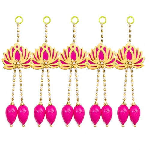 Image of JH Gallery Traditional Lotus Hanging Toran for Diwali Decoration, Ganpati, Mandir & Pooja Room Decor, Main Door Entrance Hanging, Decorative Wall Hanging for Home. (Pack of 5)