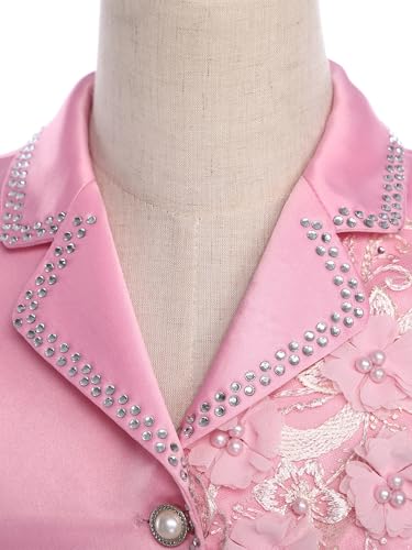 Choomomo Kids Girls Rhinestone Bolero Sparkly Sleeveless Cropped Blazer Vest Embroidery Dress Waistcoat3