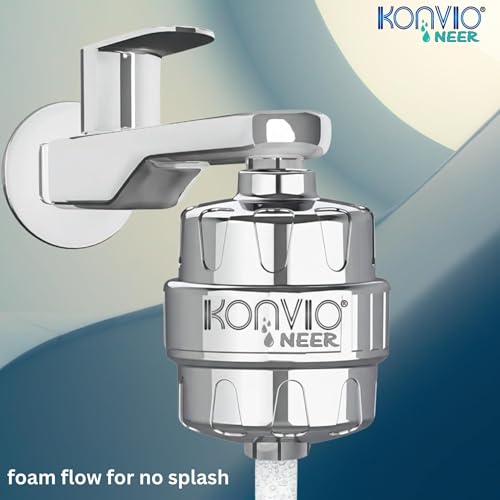Image of Konvio Shower and tap filter for hard water with 22-Stage | Advanced water softener for Bathroom | Hard Water Filter | (Pack of 1, Chrome)