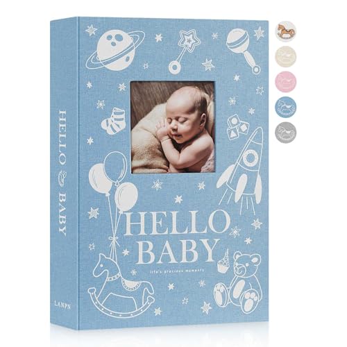 Lanpn Baby Photo Album 4x6 300 Pockets, Linen Newborn Bebe Ultrasound Photo Album with Memo Writing Area, Cover Photo Book, Picture Album for kids,...