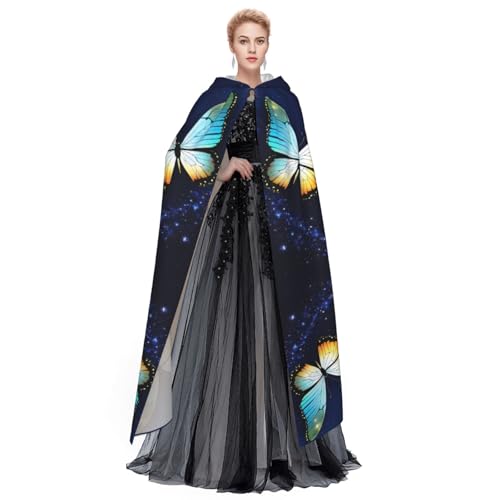 Cape à capuche imprimé papillon médiéval pour fête et Halloween - 4