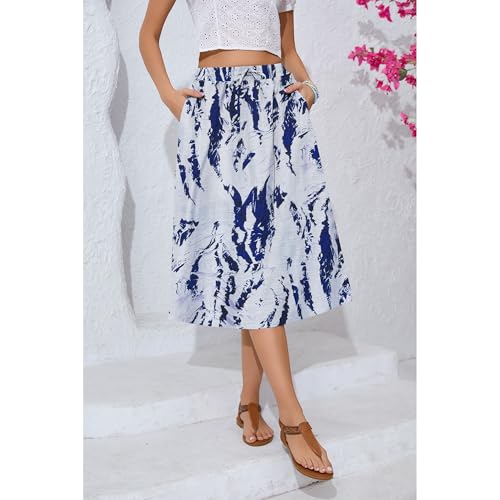Image of Witsmile Women's Summer Pleated High Waisted Casual Flowy Skirt Pockets