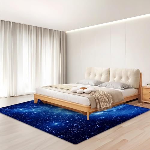 Tapete grande 150 x 180 cm para interior antideslizante azul galaxia miniatura 3