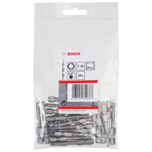 Bosch 2607002511 Embout de vissage qualité extra dure T20 49 mm Entraînement ISO 1173 E6.3 queue six pans mâle 14 25 piàces - vue 4