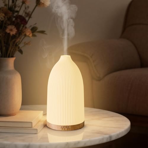 SALKING Diffuseur Huiles Essentielles 100ml, Diffuseur de Parfum Électrique 8 LED, Humidificateur d’Air Chambre Ultrasonique sans BPA, pour la Maison et Le...